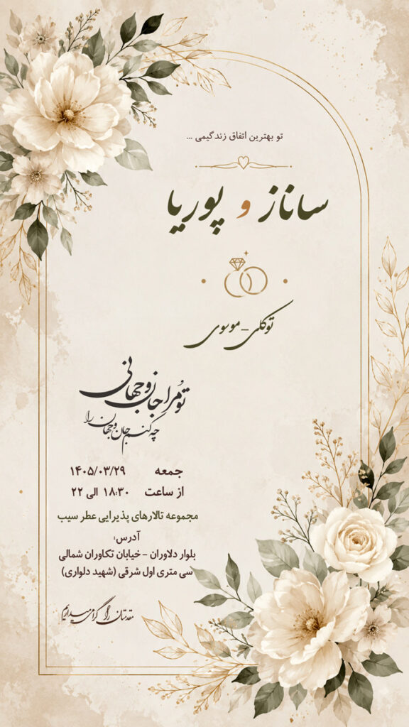 استوری کارت عروسی طرح رمانتیک گل یاس