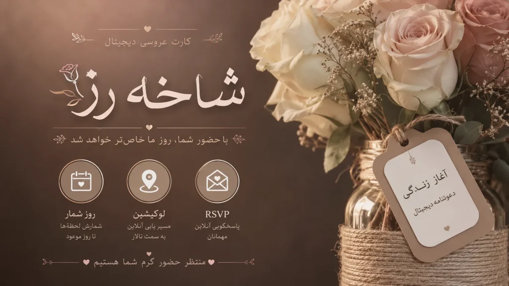 کارت عروسی دیجیتال «شاخه رز»