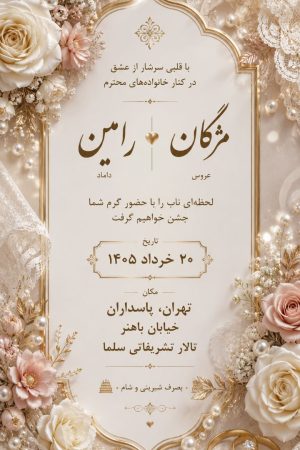 استوری کارت عروسی طرح شیک با حلقه و گل