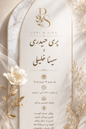 طراحی رایگان کارت عروسی دیجیتال طرح پری سینا